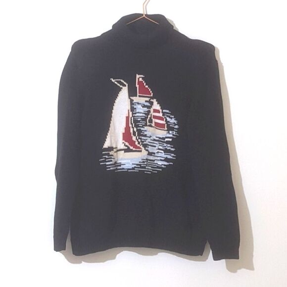 Vintage Nautical Sailboat Turtleneck Sweater ⛵️⚓️ - Picture 1 of 5